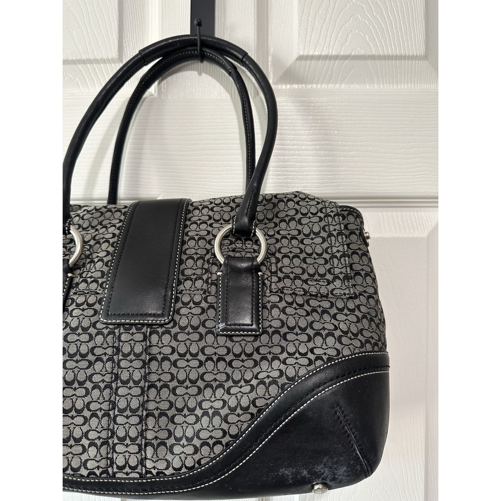 Vintage Coach F10929 Soho black signature C canvas satchel with leather trim - Picture 6 of 13